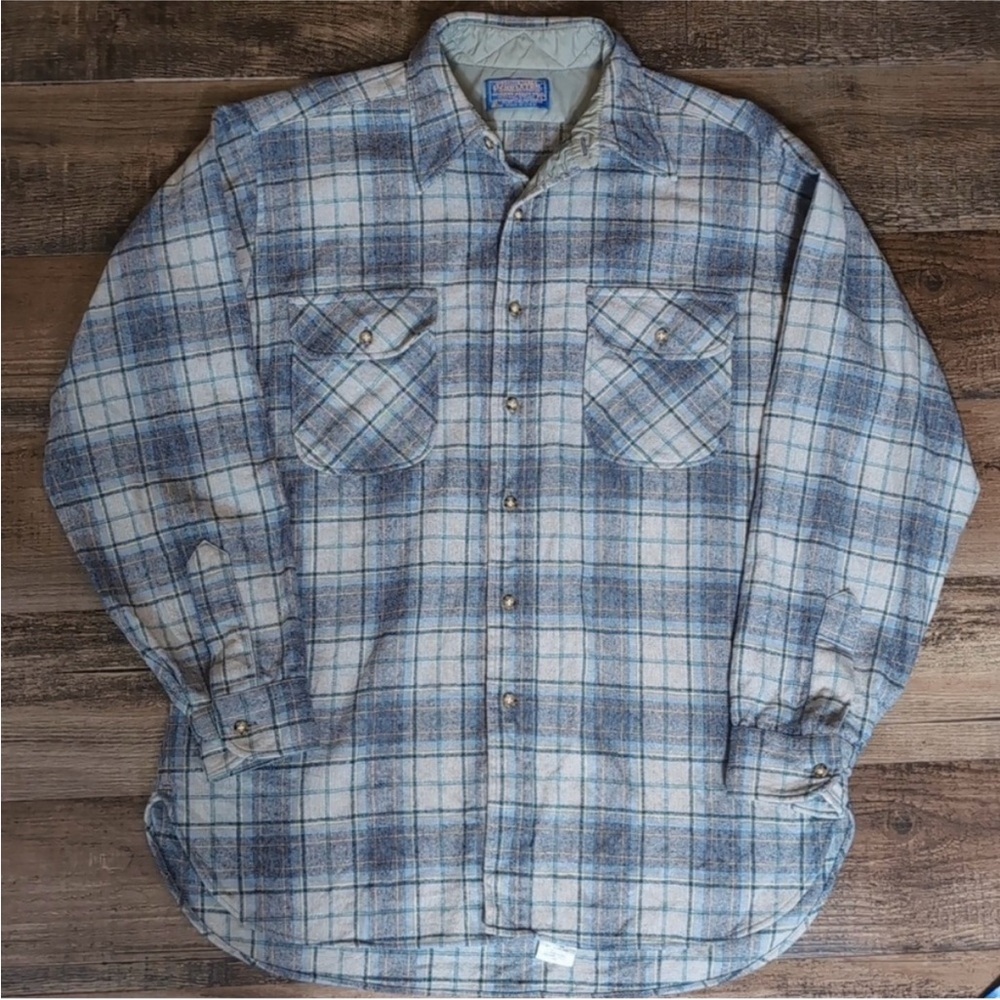 Vintage Pendleton Field Shirt 100% Virgin Wool Plaid Flannel Button Down Large